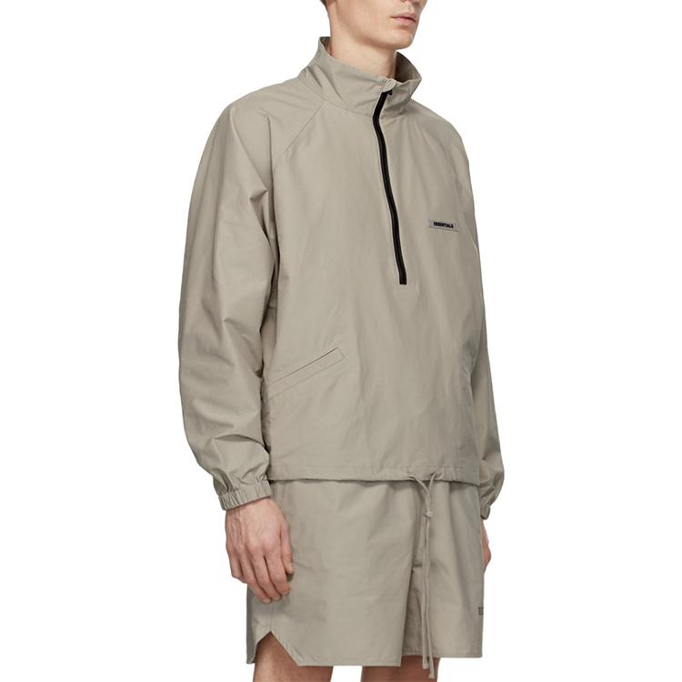 Fear of God Essentials Half-Zip Track Jacket with Raglan Sleeves and Stand Collar Unisex Outerwear Moss FOG-FW20-188