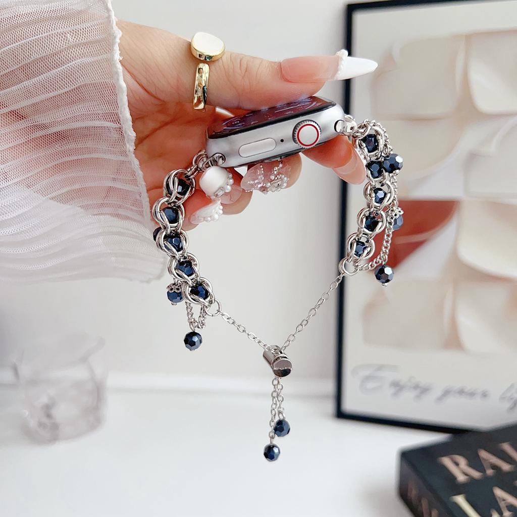 Crystal Beads Strap for Apple Watch Series 11 10 42mm/9 8 7 41mm/SE3 SE2 SE 6 5 4 40mm/3 2 1 38mm Sliding Bracelet
