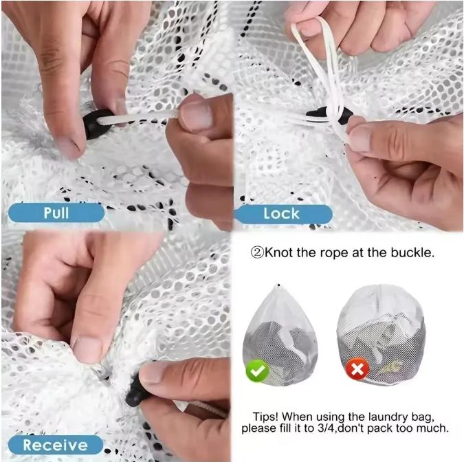 1PC Mesh Laundry Wash Bag – Machine Washable with Drawstring, Reusable & Travel-Friendly for Blouses, Stockings & Underwear