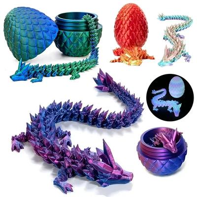 3D tištěné dračí vejce s drakem Plně kloubový model draka Pohyblivá otočná kloubová stolní ozdoba Dětská hračka