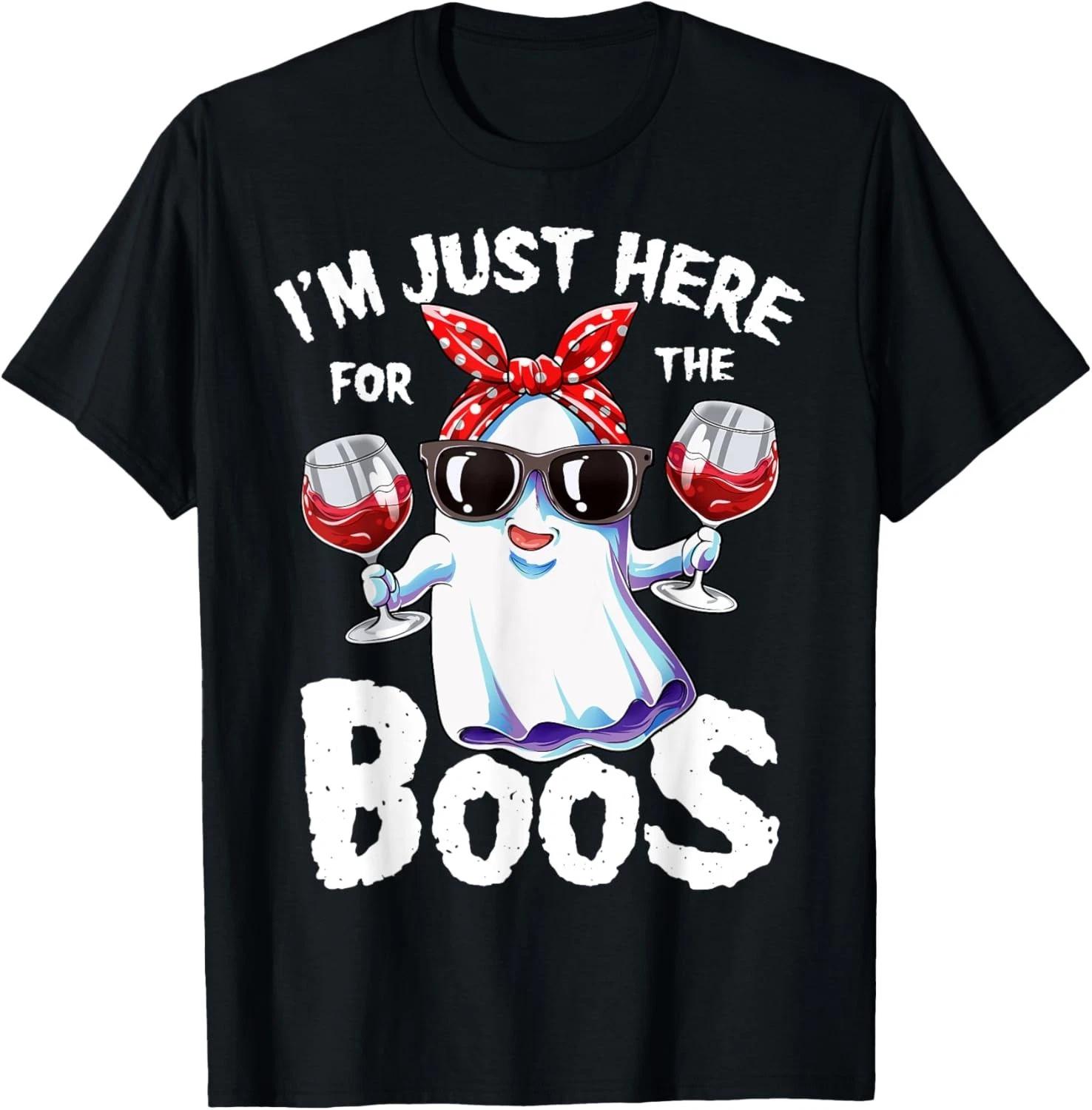 I_m Just Here For The Boos Halloween Women Ghost Cute Funny T- Shirt 3XL