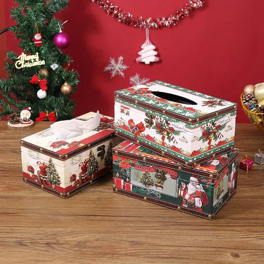 Weihnachts-Taschentuchbox, Tischdekoration, Serviettenhalter, Feuchttuchständer, Toilettenpapier-Aufbewahrungsbox, Silvestergeschenke, Wohnaccessoires