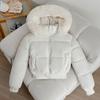 Short fur collar hooded cotton-padded women, thickened and loose small bread clothes and cotton-padded jackets in winter