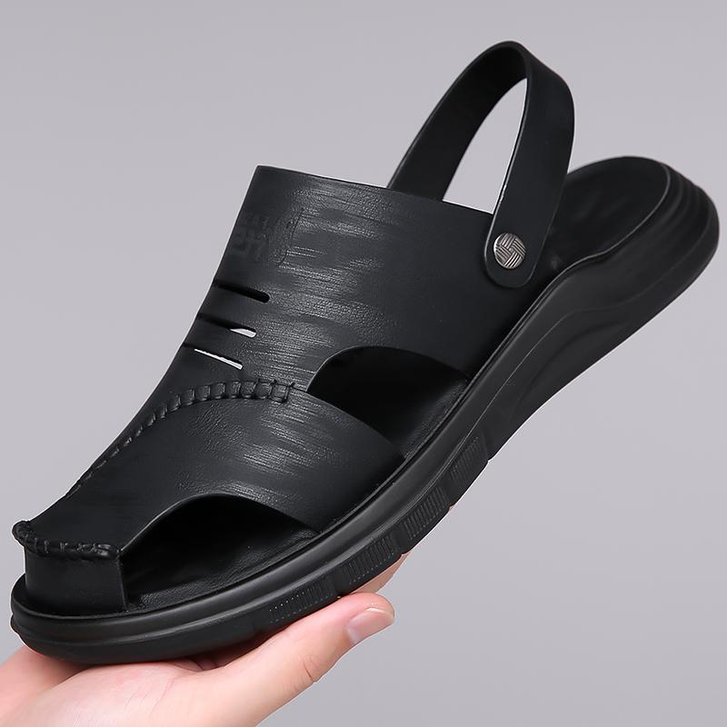 Beach Flats Open-toe Men's Slide Sandals Comfortable Summer Shoes Quick Dry Wading Aqua Slippers All-match Travel Male Sandals