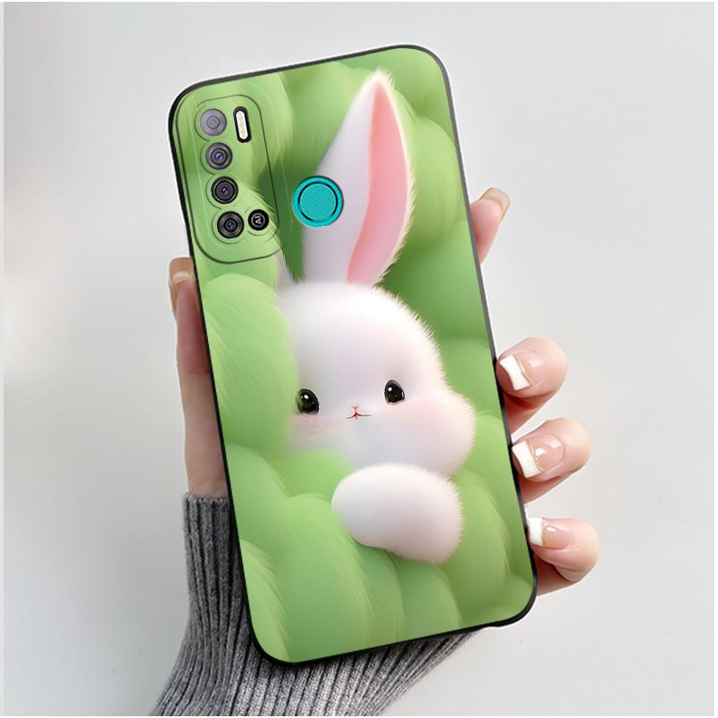For Tecno Pouvoir 4 Pouvoir 4 Pro LC7 LC8 Case Luxury Cute Love Rabbit Funny Phone Casing Black Silicone Protective Back Cover