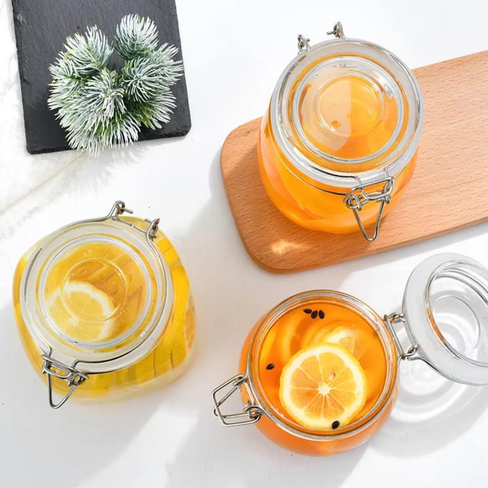 New 500/750/1000ml Glass Sealed Bottle Airtight Lid Food Preservation Storage Container Transparent Food Pickle Jar Jam