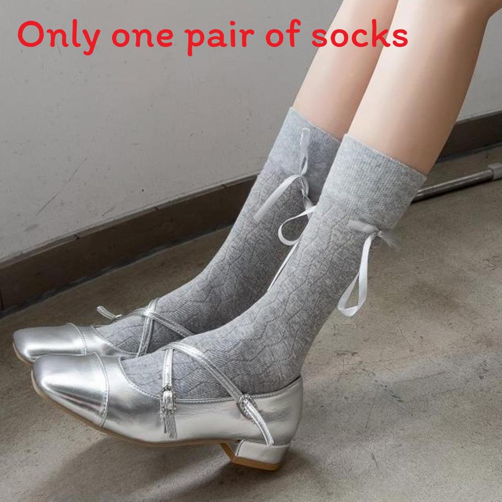 Spring Summer Ballet Style Hollow Out Tied Ribbon Stacking Socks For Girls And Teens