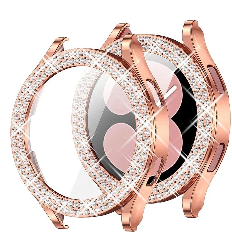Bling Diamond Case for Samsung Galaxy Watch 7 6 5 4 PC Protective Case 40mm 44mm Screen Protector Bumper (No Protective Film) 7