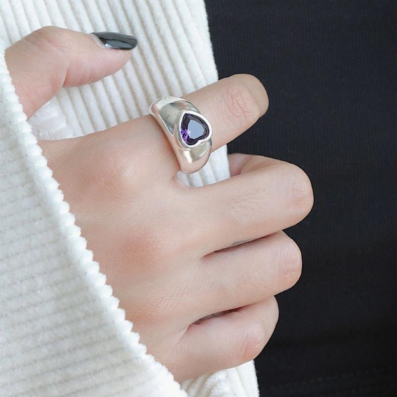 Ventfille Copper Retro Love Heart Wide Glossy Net Red Ring For Women Girl Gift Jewelry Dropshipping