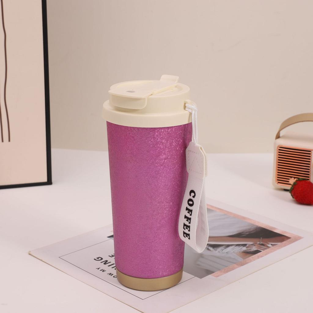Moderne doppelwandige Kaffee-Thermoskanne, leichter Luxus, tragbar für den Außenbereich, mit Gürtelseil, Wasserbecher, Jahresgeschenk