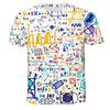 Summer Men's Fashionable Print Fun Mathematical Formula T-shirt Casual Trend Round Neck Casual Harajuku Plus Size Short Sleeved