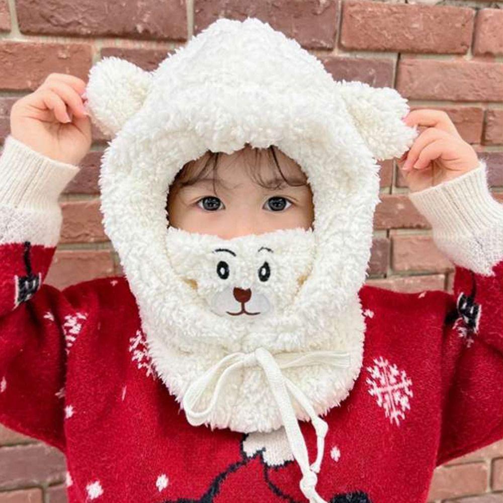 

Cartoon Comfortable Plush Cold-proof Bear Warm Windproof Winter Cap Bomber Hat Bonnet Baby Hat