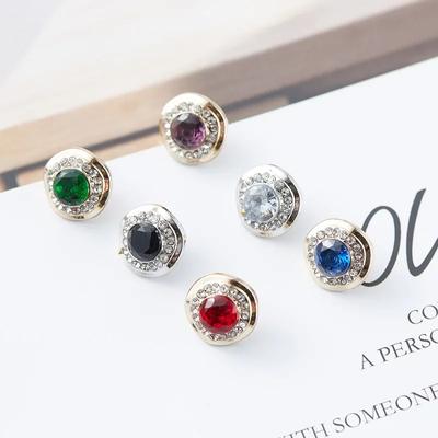 5Pcs Fashionable Gemstone Buttons  Small Luxurious Metal Shank Buttons Woman's Clothing Decorative Buttons