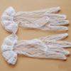 1 Pair Bridal Gloves Ruffle Cuffs Wrist Length Sheer Breathable Elegant Wedding Clothes Accessories Solid Color See-through Lace Wedding Gloves for