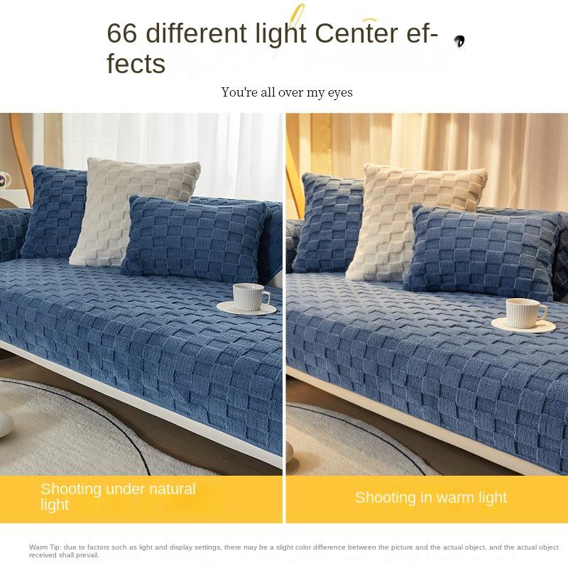 Sofa Cushion Simple Winter Antislip Suede Cushion Universal Backrest Towel Winter Plush Sofa Cover Slipcover