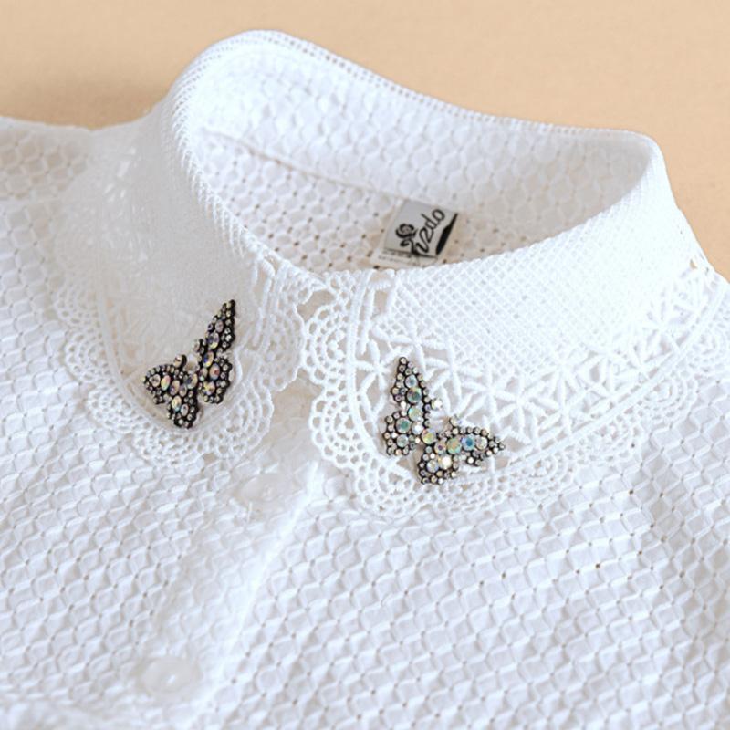 Perfect Match Elegant Womens Fake Collars Pearls White Cotton False Collars Woman Embroidery Lace Detachable Collar Shirt Faux Col Chemisie
