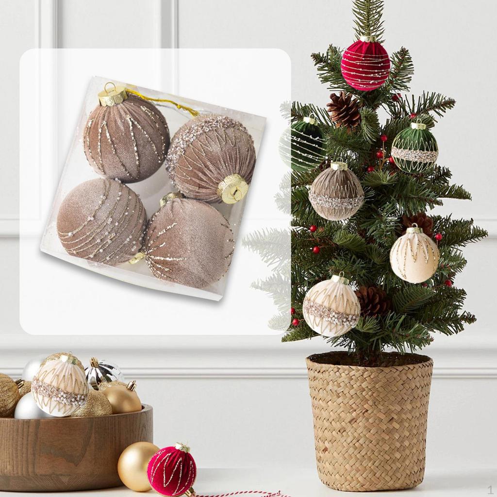 4 Stück Samt Weihnachtskugel Ornamente Baum DIY Heimdeko Weihnachtsdekorationen