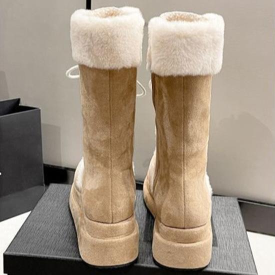 Flip Over Thick Soled Snow Boots for Women, Winter Midsole with Plush Insulation and Fashionable Straps, Hairy Martin Boots