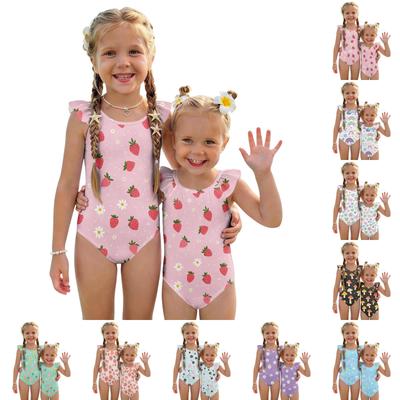 Mädchen Badeanzug Sommer Kinder Freizeit Badebekleidung Kleinkind Badehose Kinder Blumen-Frucht-Print Badebekleidung