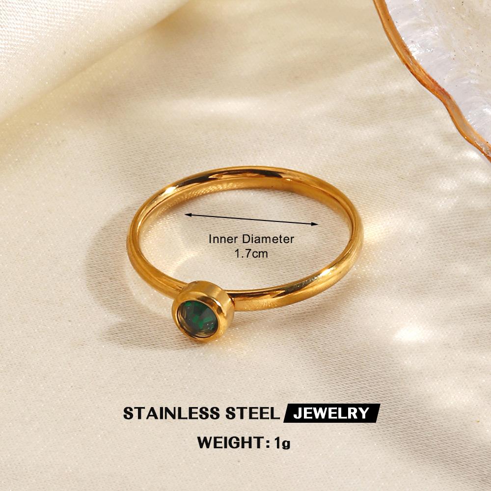 Stainless Steel Green Stone Rings for Women Men Vintage Geometric Metal Heart-Shaped Leaf Circular Open Ring Party Jewelry Gifts