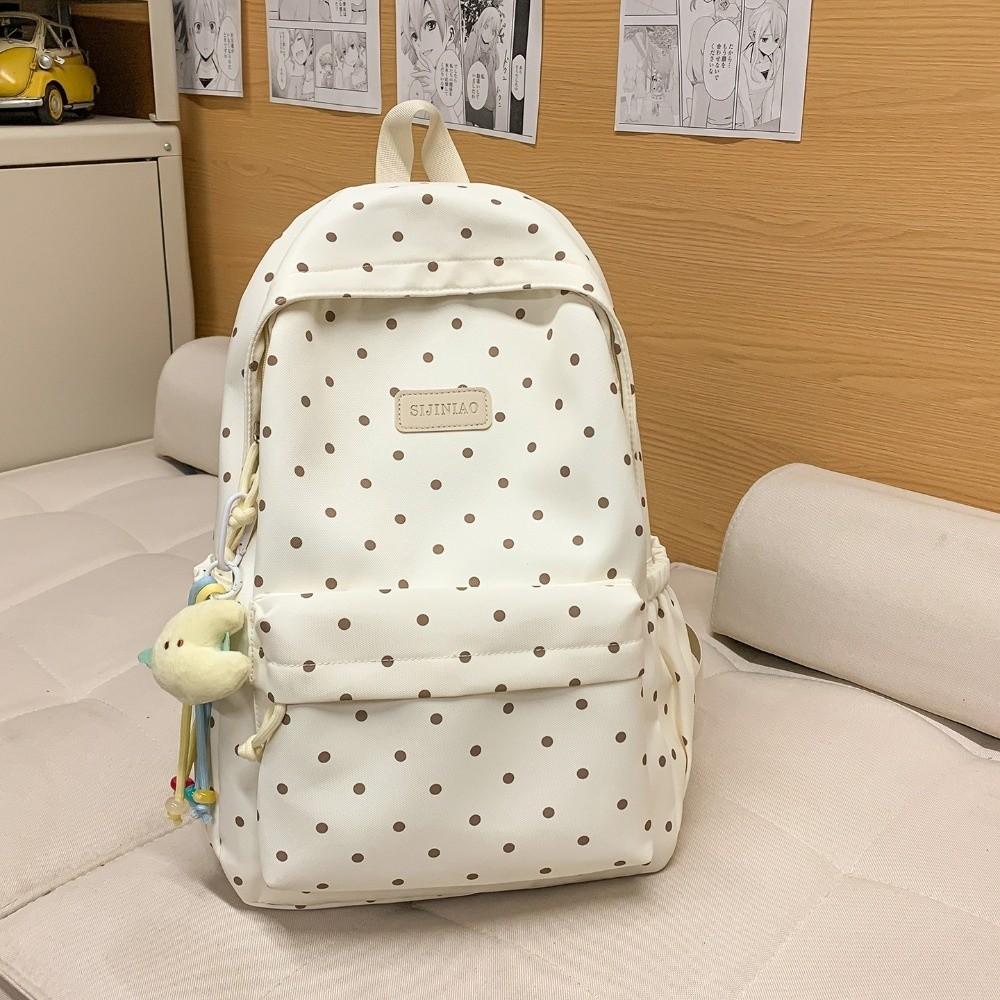 Large Capacity Polka Dot Backpack Dual-Shoulder School Bags Travel Backpack  Students