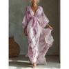 BFCCQB Women's Fashion 3/4 Sleeves V-Neck Summer Spring Solid Color Print Casual Dresses