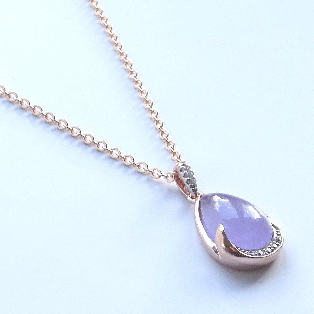 And My Jewelry SV925 Pink Gold Natural Lavender Jadeite Pendant Necklace with CZ Stone [Your Box] (May Birthstone) [Gift Wrapped]