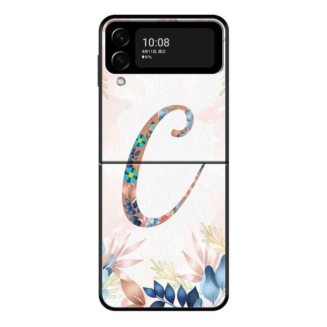 Floral Pattern Leaf Letter Art Phone Case For Samsung Galaxy Z Flip 4 Z Flip3 5g Shell For Galaxy Z Flip Hard Cover Couqe