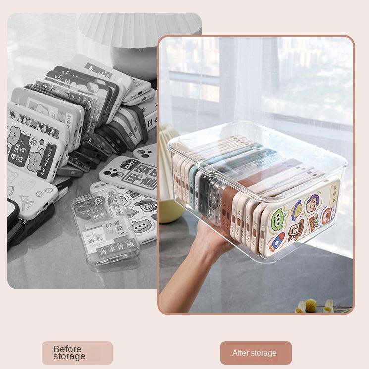 

Transparent Desktop Phone Case Storage Box Acrylic Sundries Storage Basket Cosmetics Small Rack Organizer прозрачный