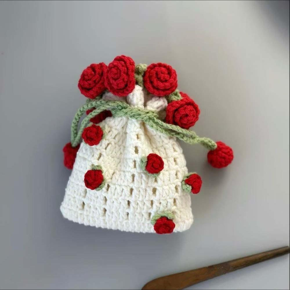 Creative Bucket Pouch Material Kit Soft Crocheted Bouquet Handbag  For Girlfriend and Mom Gift