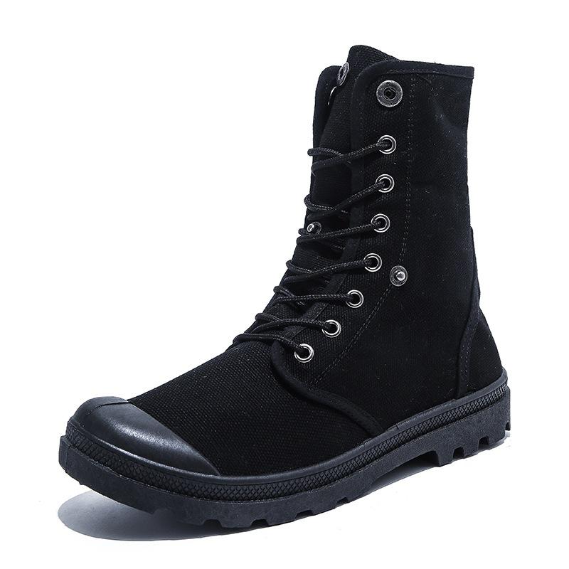 Herre Fritidsstøvler Mote Høye Lerretssko Klassikere Pustende Sneakers for Menn Utendørs Sklisikre Tursko Botas Hombre