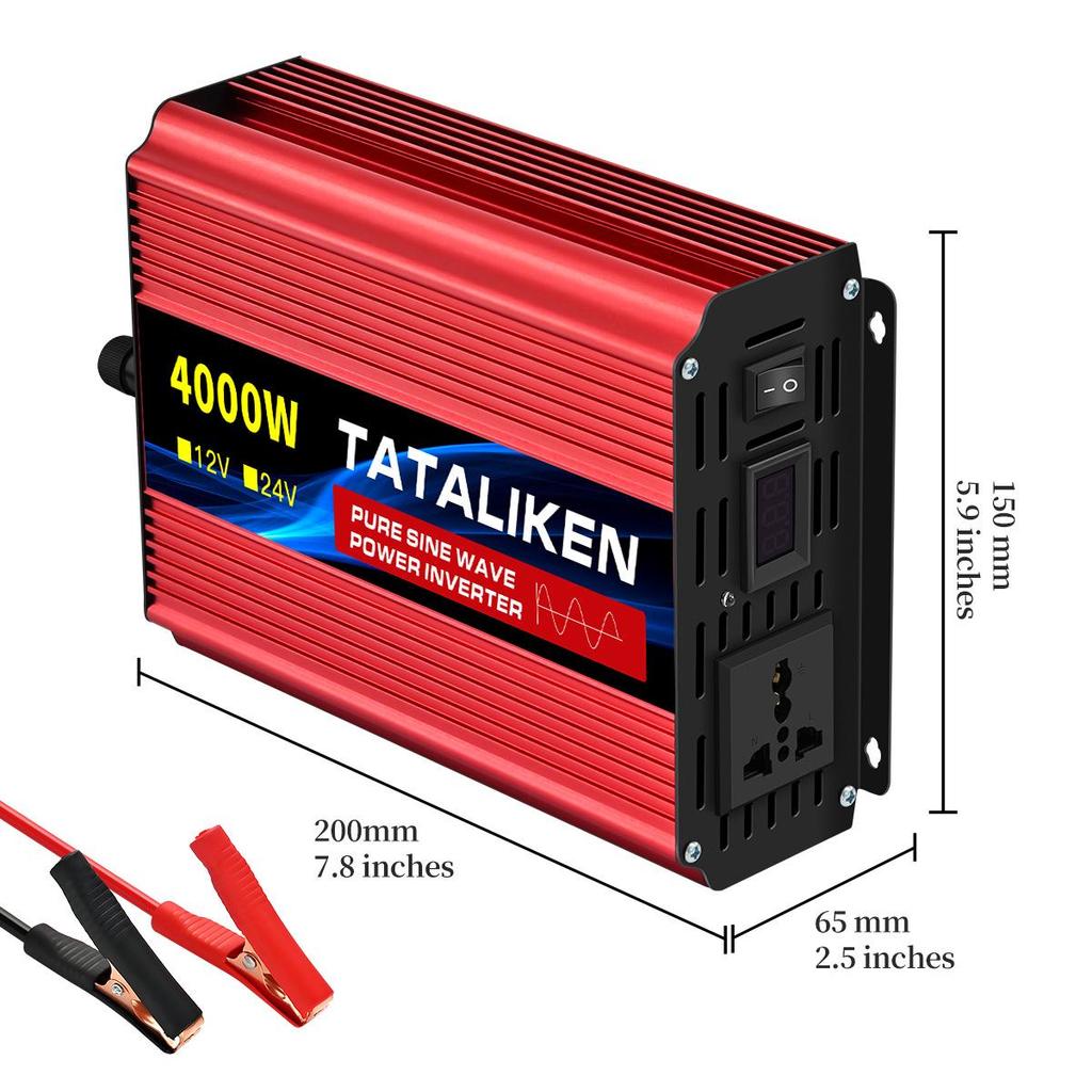 Intelligent 1000W-4000W Pure Sine Wave Inverter, 12V-24V To 220V with Universal Socket
