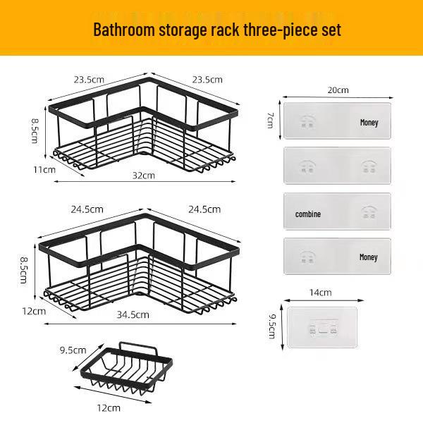 No-Drill Corner Bathroom Shelf Wall-Mounted Shower Storage