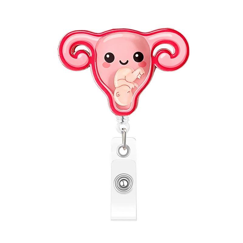 1 Stück Neues Design 1 Stück Shaker Acryl Einziehbar Krankenschwester Ausweisrolle Anime Herz Lunge Zähne Arzt Namensschild Ausweishalter Clip