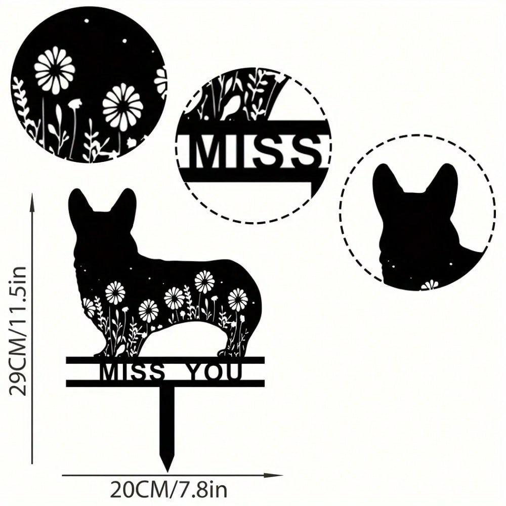 1pc Corgi Pet Memorial Stake Sign, Metal Grave Marker, Sympathy Gift for Dog Loss, Outdoor Yard Art Decor