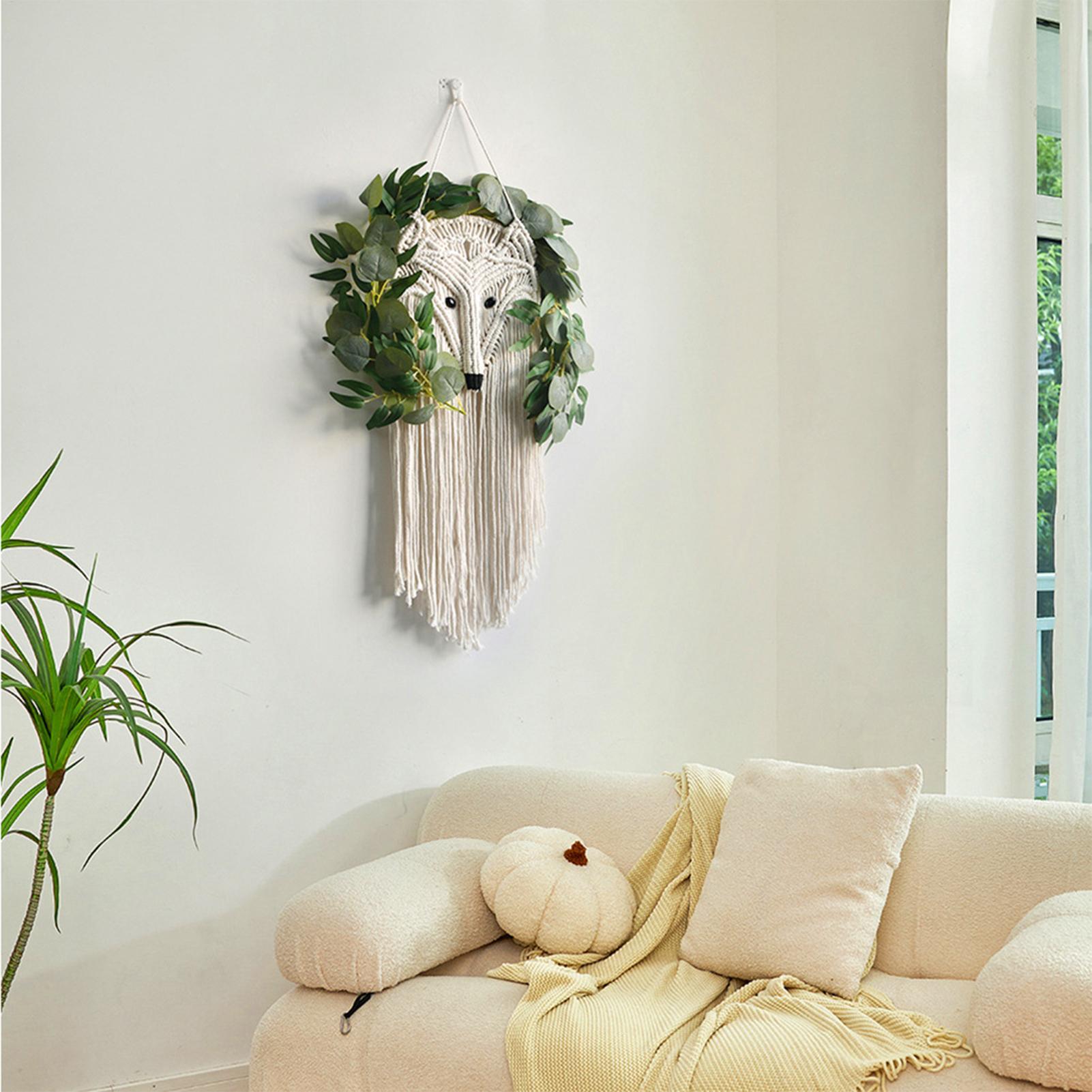 Бохо макраме настенное искусство Бохо гобелен с искусственными растениями Настенный декор Эстетичная длинная плетеная кисточка для дома общежития гостиной кафе China Mainland
