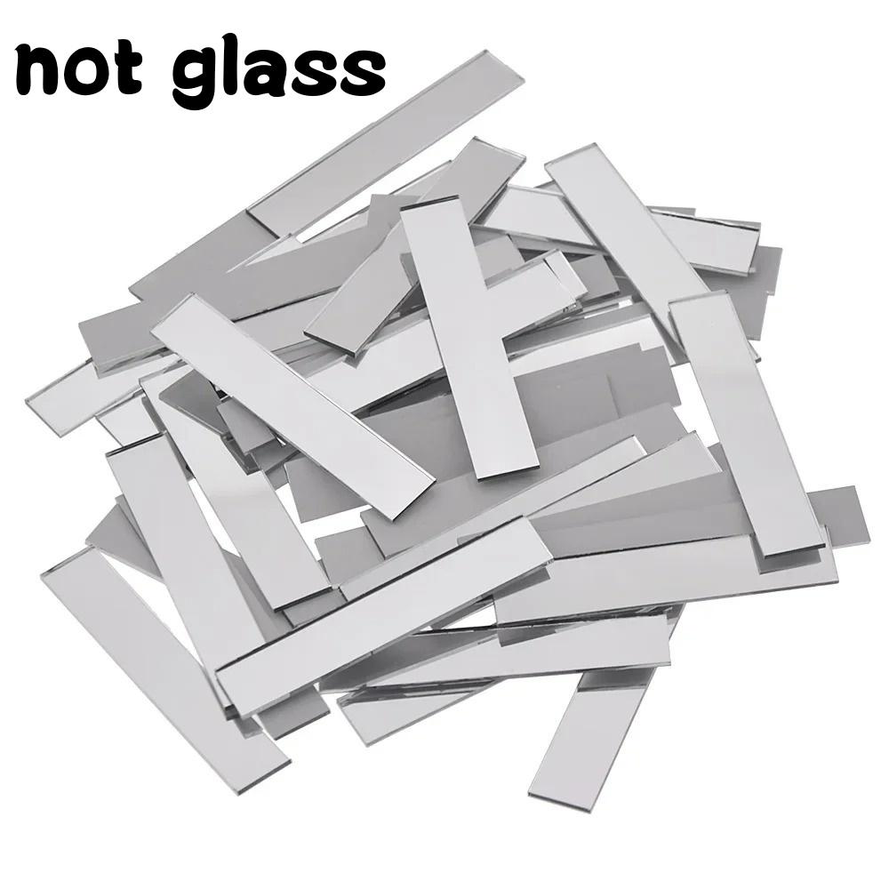 100/200PCS 5cmX1cm Mini Long Strip Mosaic Acrylic Patch Wall Sticker Arts and Crafts Handmade DIY Mosaic Mirror Home Decoration