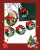 Mini Christmas Wreath Decoration with Bells and Ribbon Holiday Ornaments for Tree Gift Home Decor Merry Christmas Accessory