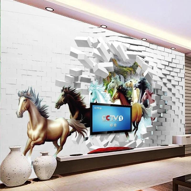 3D Wall Murals Wallpaper Classic Horse Animal Landscape Fresco Living Room TV Sofa Backdrop Wallpaper