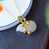 Chinese Wind Lotus Leaf Gourd Titanium Steel Necklace Female Lotus Fulu Safety Pendant Light Luxury Fashion Niche Collarbone Chain