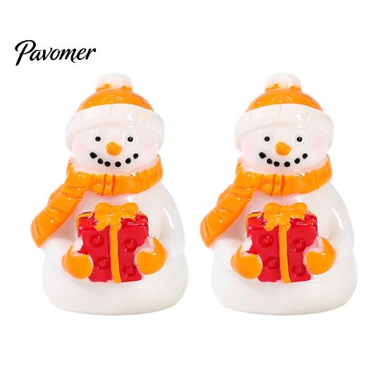 Christmas Tree Mini Decorations 2Pcs Snowman Figurines, Winter Tiny Resin Decoration, Xmas Micro Handmade Craft Embellishments Landscape Ornament