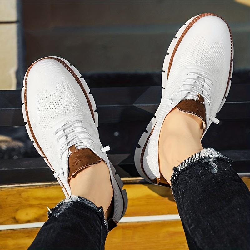 Heren Modieuze Gebreide Ademende Wandelschoenen, Modieuze Antislip Casual Schoenen, Herenschoenen