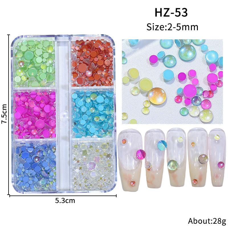 

Полукруглые бусины из жемчужного стекла для нейл-арта, бусины в форме русалки, коробка из 6 сеток для ногтей Aurora, однотонные бусины цвета мокко