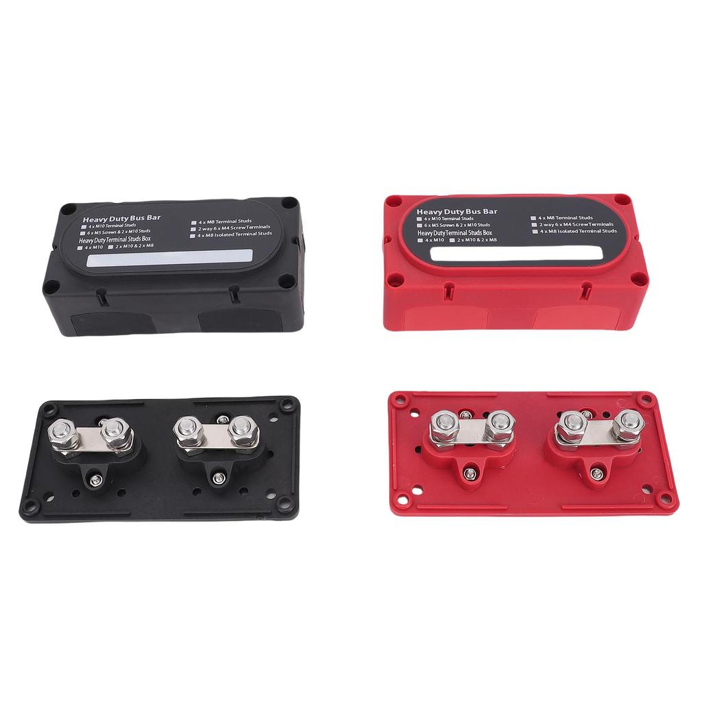 4 Positions Bus Bar 300A High Current M10 Studs Pure Copper Conductive Power Distribution Block for Car RV Boat