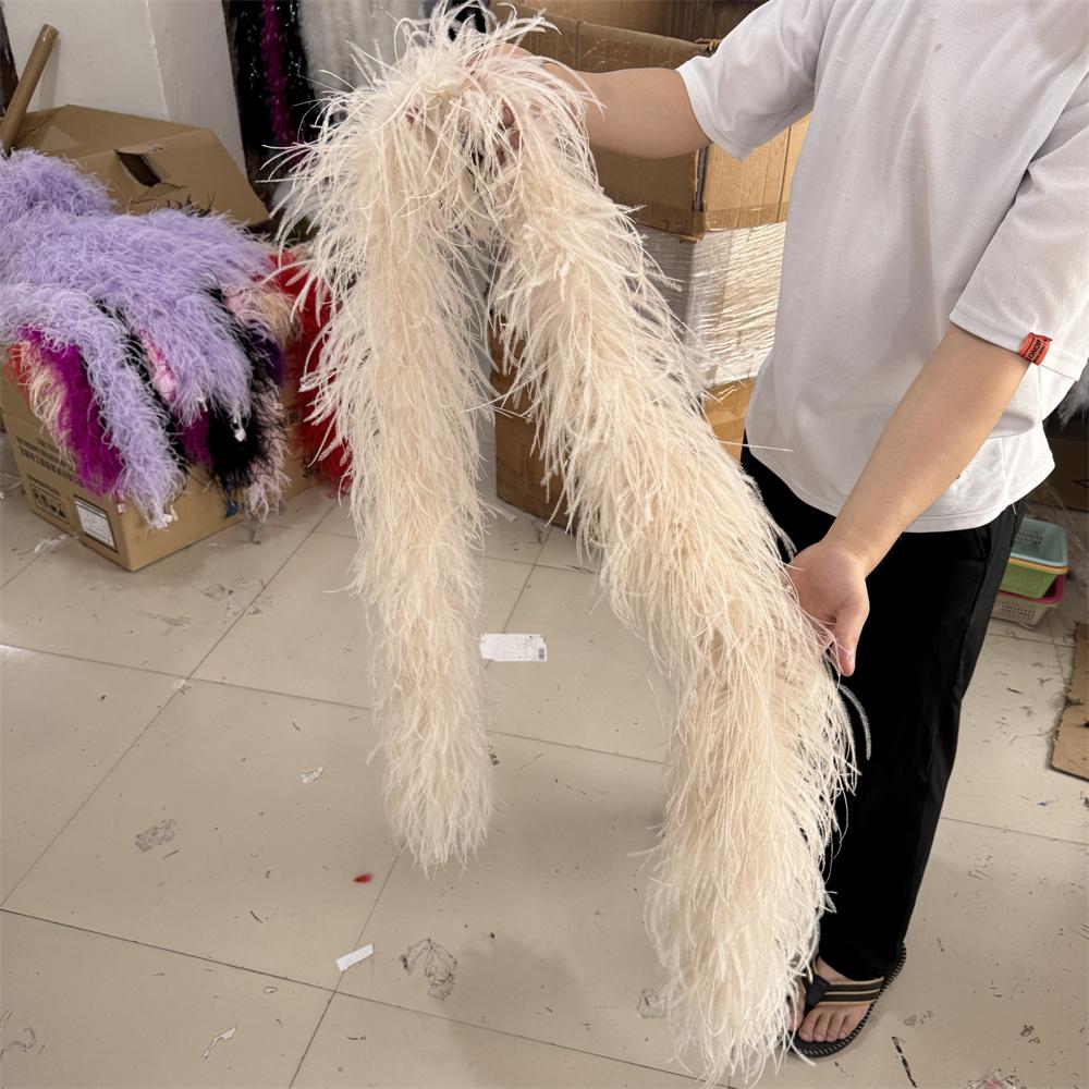 DIY 8 Ply Ostrich Feather Boas 4M for Craft Party Shawl Wedding Drees Clothes Carnival Stage Decor Fluffy Ostrich Plumes Scarf Trim