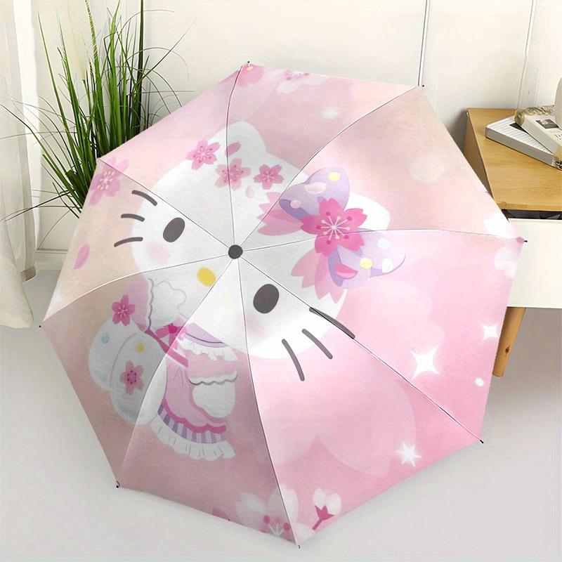 1pc Hello Kitty Spring Flowers Umbrella with Plastic Handle Suitable for All Seasons Home Travel Outdoor UmbrellaSanlio530