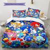 Hedgehog Sonic Pattern Bedding Quilt Set Quilt Cover Pillowcase Home Decoration Birthday Gift (1 * Duvet Cover + 2 * Pillowcase, Without Core)