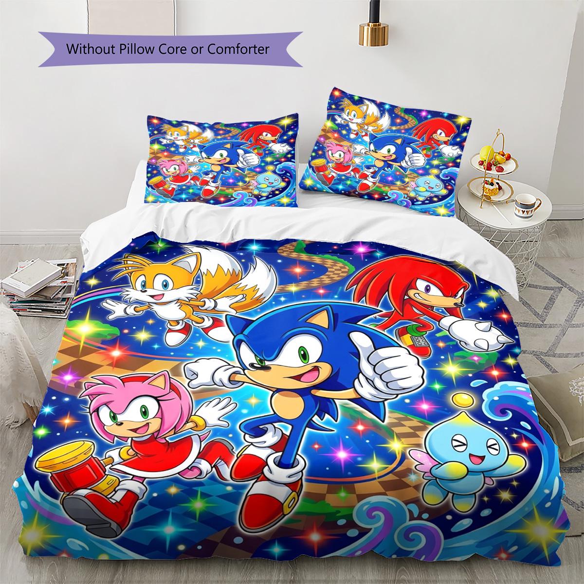 

Hedgehog Sonic Pattern Bedding Quilt Set Quilt Cover Pillowcase Home Decoration Birthday Gift (1 * duvet cover + 2 * pillowcase, without core) 135x200cm