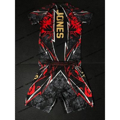 Summer Top Boxer MMA Octagonal Cage Jon Jones Tshirt Shorts Set Men Sports Training Running Set Speed Drying Fighting Set