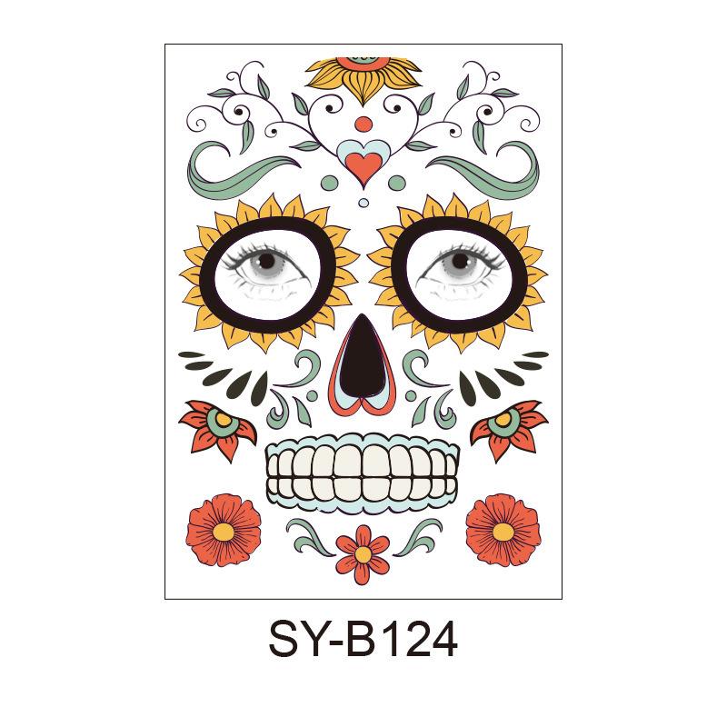 Cross Border Halloween Scene Tattoo Stickers Waterproof Sweat Day Of Dead Makeup Ball Funny Facial